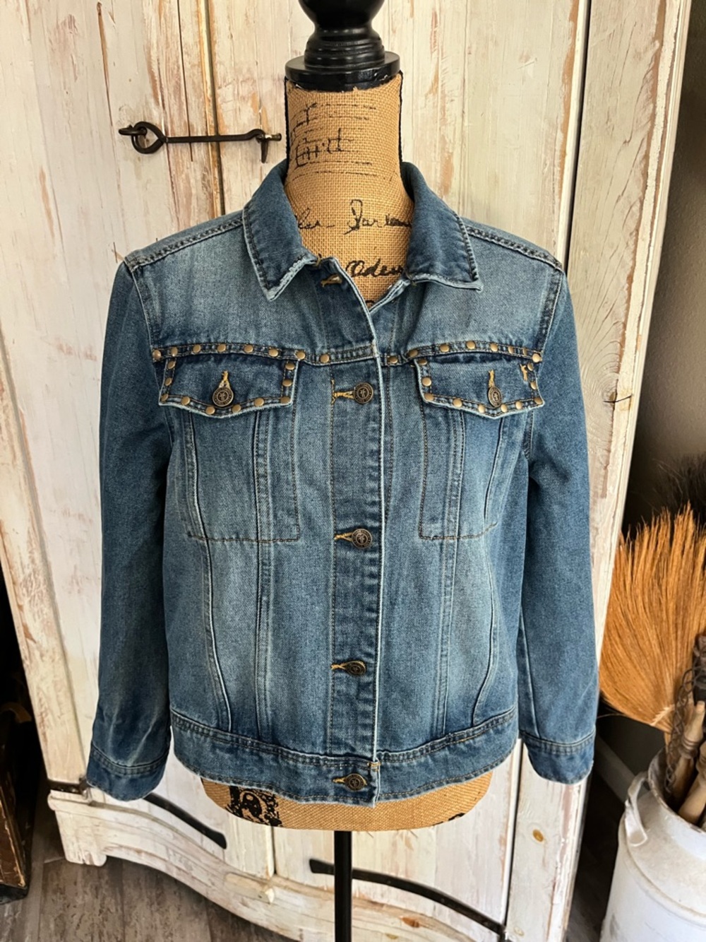 Classic Blue Denim Jacket with Stud Detail
